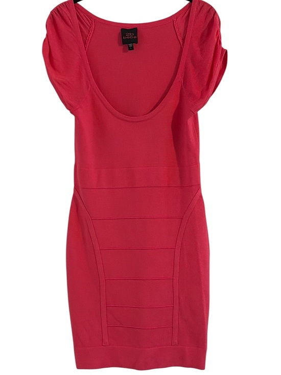 2B Bebe Dresses & Skirts - 2b Bebe Pink Bandage Dress Cap Sleeve Ruched Bodycon Scoop Neck Mini Size L
